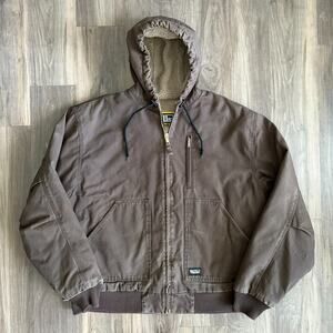 Vintage Walls Canvas Full Zip Lined Brown Hooded Jacket Size L Heavy Workwear